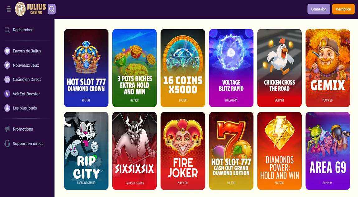 Jeux sur Julius Casino