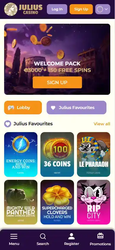 Version mobile de Julius Casino